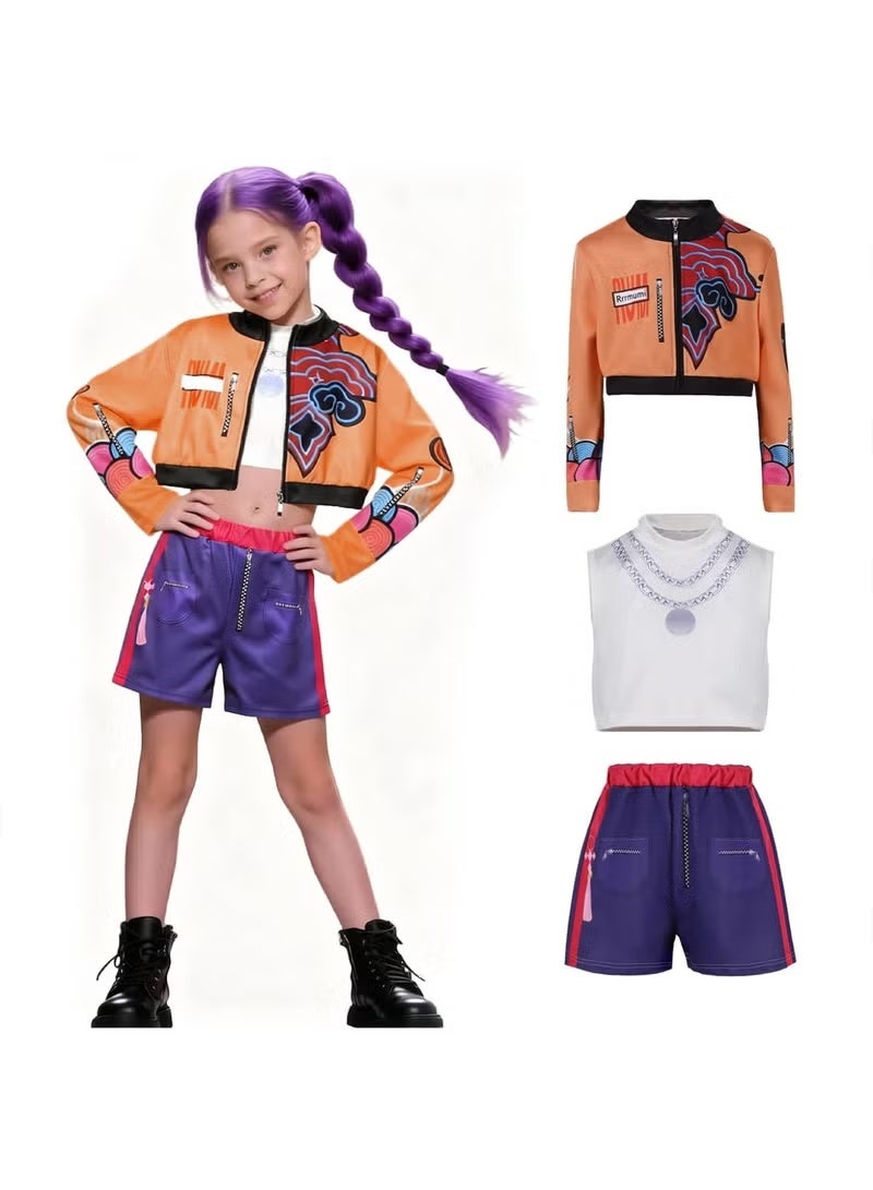 Kpop Demon Hunters Cosplay Costume Rumi Zoey Mira Kids Girls 3-Piece Kpop Idol Stage Performance Outfit Halloween - Image 2