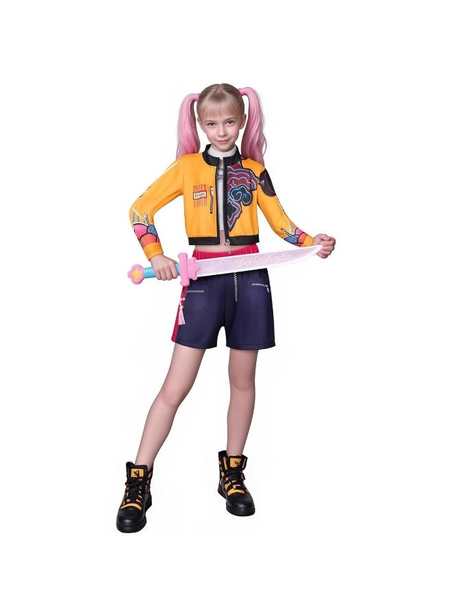 Kpop Demon Hunters Cosplay Costume Rumi Zoey Mira Kids Girls 3-Piece Kpop Idol Stage Performance Outfit Halloween - Image 1
