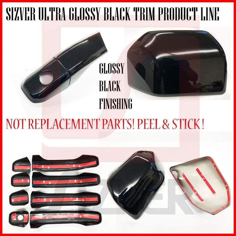 S SIZVER Ultra Finish Glossy-Black Series 2pcs Full Mirror Covers for Chevrolet and GMC Vehicles - Image 2