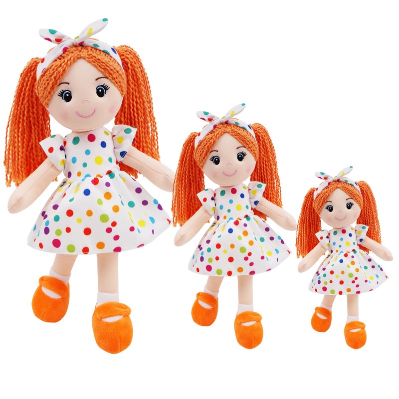 June Garden 18" Snuggle Cuties Bella - Soft Cuddly Plush Doll Gift for Girls - Huggable Rag Doll - Orange L - Image 2