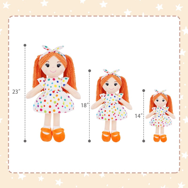 June Garden 18" Snuggle Cuties Bella - Soft Cuddly Plush Doll Gift for Girls - Huggable Rag Doll - Orange L - Image 4
