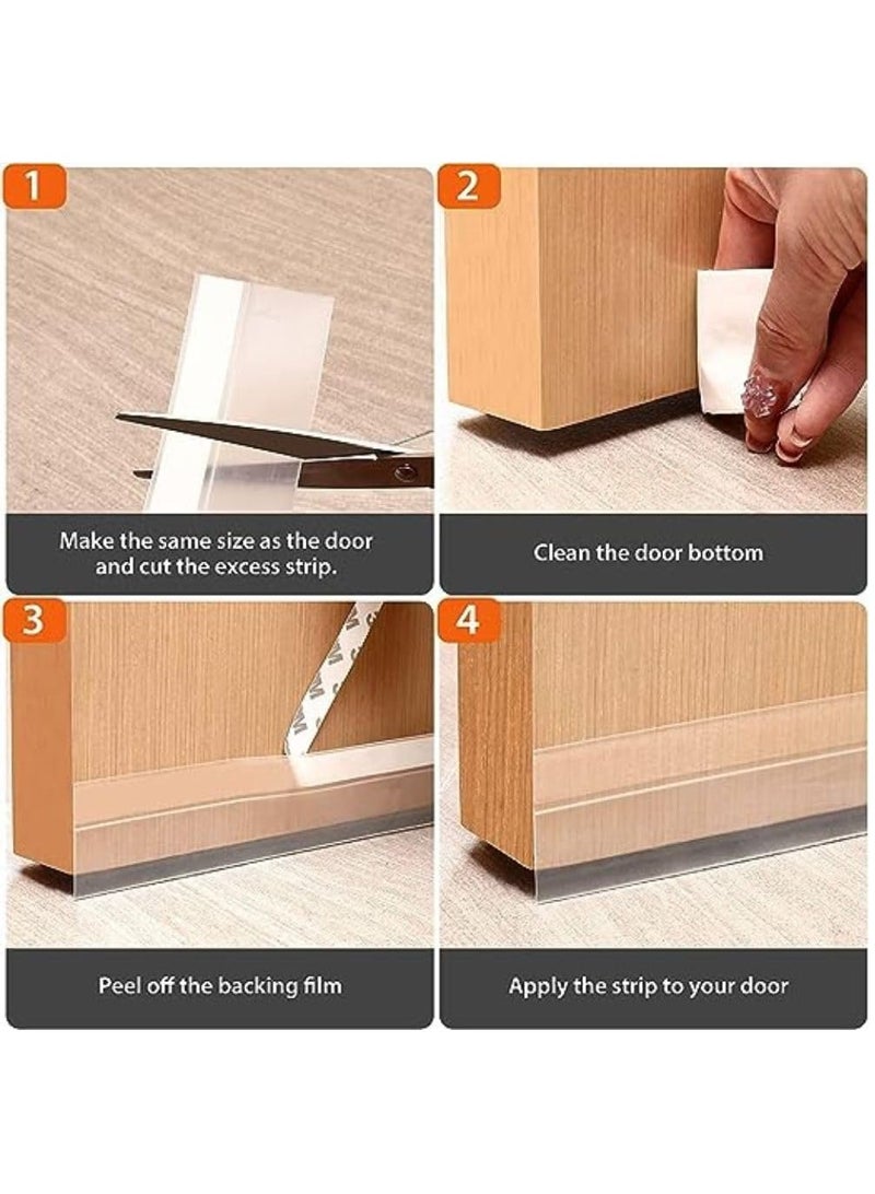 مزاجك مانع تسرب للباب من الطقس بطول 16.5 قدم، سدادة سفلية للباب من السيليكون، شريط لاصق شفاف عازل للصوت ومضاد للتصادم للأبواب وفجوات النوافذ (35 مم) - Image 4