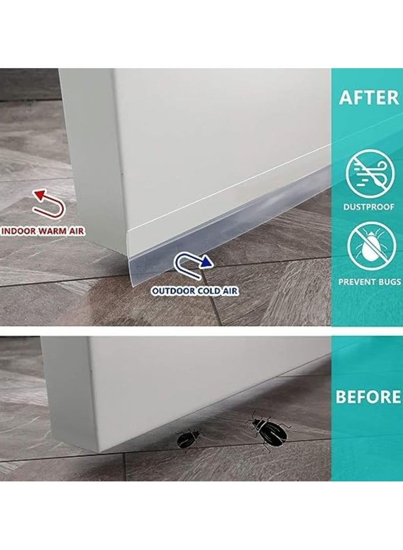 مزاجك مانع تسرب للباب من الطقس بطول 16.5 قدم، سدادة سفلية للباب من السيليكون، شريط لاصق شفاف عازل للصوت ومضاد للتصادم للأبواب وفجوات النوافذ (35 مم) - Image 5
