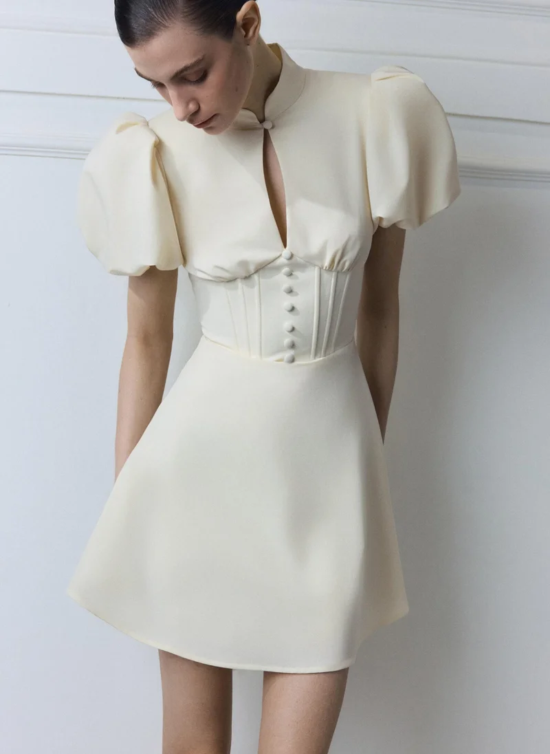 Mini dress with puff sleeves