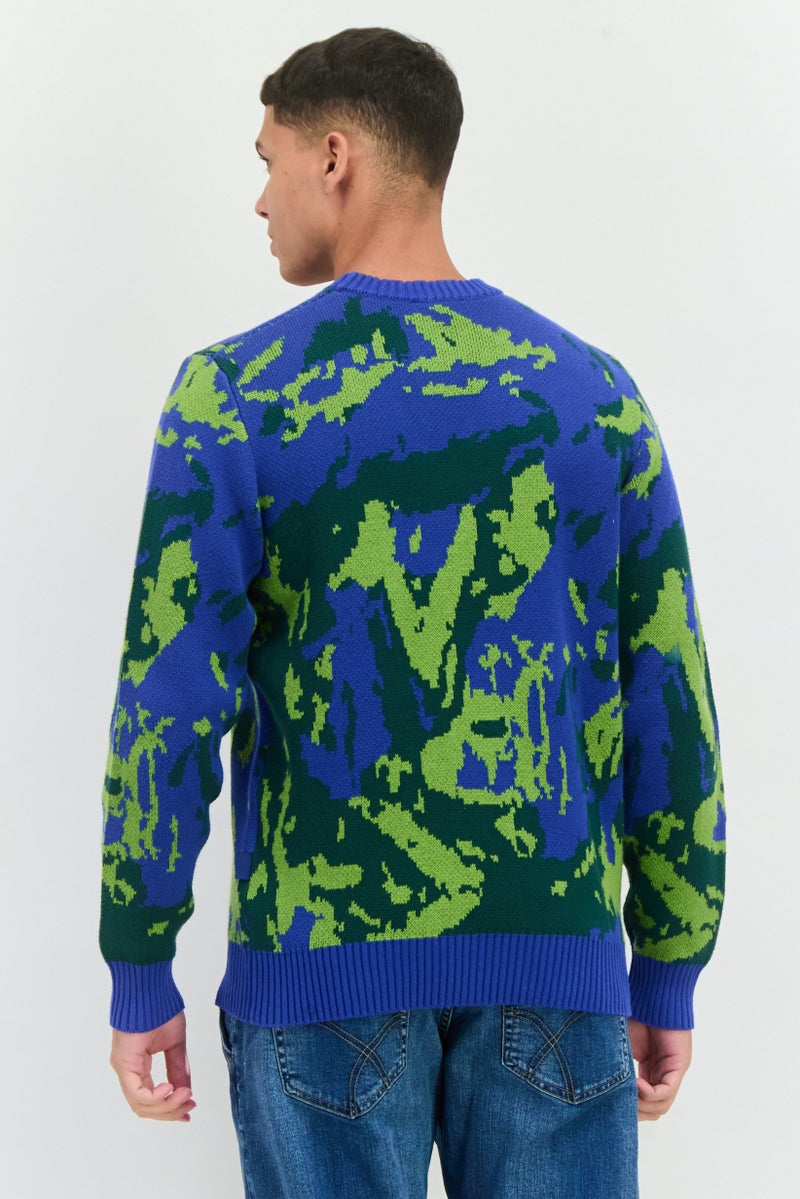 Gas Jeans Men Crew Neck Brand Logo Knitted Long Sleeves Sweater, Multicolor - Image 3