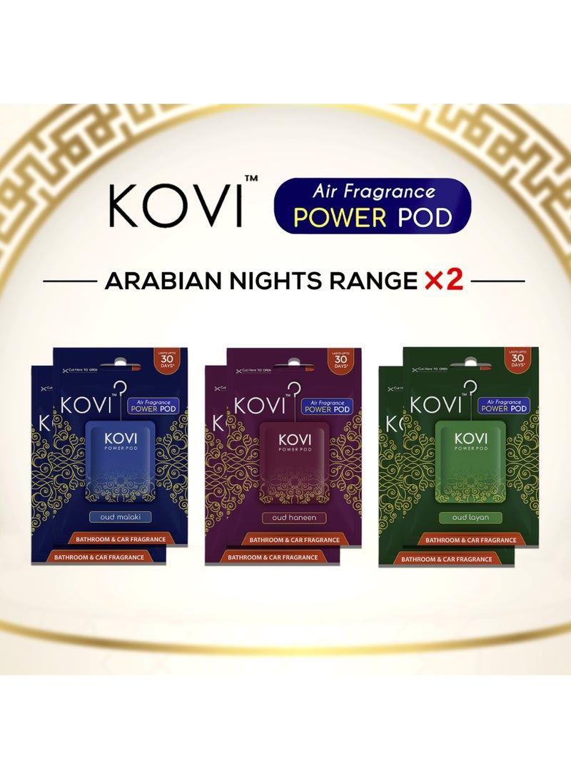 Kovi بود عطر الهواء لقضاء الحمام والسيارة، عود ملكي، عود ليان، عود حنين، معززة بالزيوت الأساسية، روائح تدوم طويلاً، مجموعة ليالي عربية، عبوة من 3، عبوة مزدوجة (10 جرام لكل منها) - Image 2