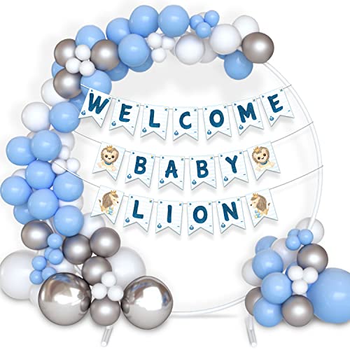 Festiko® Welcome Baby Lion Combo (26 Pcs), Baby Lion Welcome Party Items, Party Decoration Supplies (Balloons & Banner) - Image 1