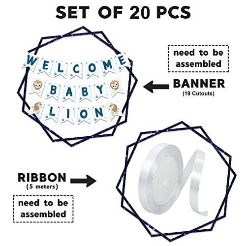 Festiko® Welcome Baby Lion Combo (26 Pcs), Baby Lion Welcome Party Items, Party Decoration Supplies (Balloons & Banner) - Image 5