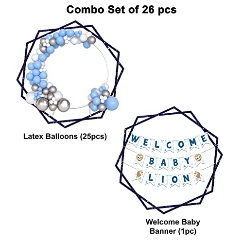 Festiko® Welcome Baby Lion Combo (26 Pcs), Baby Lion Welcome Party Items, Party Decoration Supplies (Balloons & Banner) - Image 2