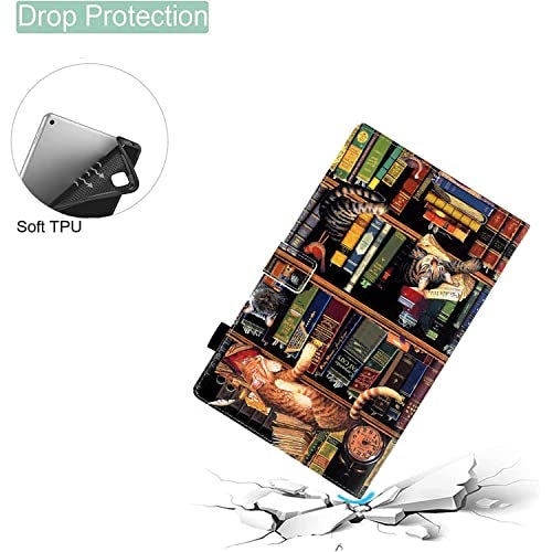 BYCeKe Case for Fire HD 8 & Fire HD 8 Plus Tablet (12th Generation/10th Generation, 2024/2022/2020 Release), Premium PU Leather Folio Stand Cover Case with Auto Wake/Sleep, Bookshelf Cat - Image 3