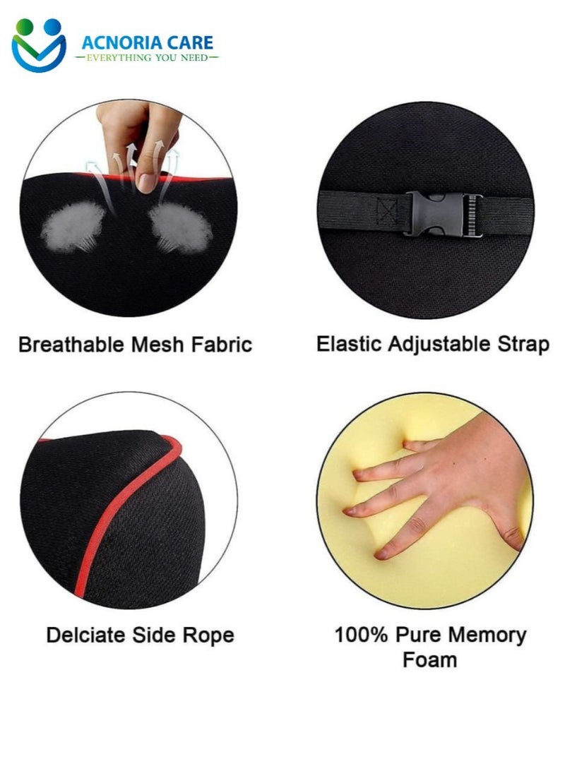 اكنوريا كير وسادة دعم للرقبة مصنوعة من اسفنج الميموري فوم، مريحة للرأس والرقبة لتخفيف الالم جيدة التهوية ومناسبة للسيارة والمكتب - من أكنوريا كير - Image 4