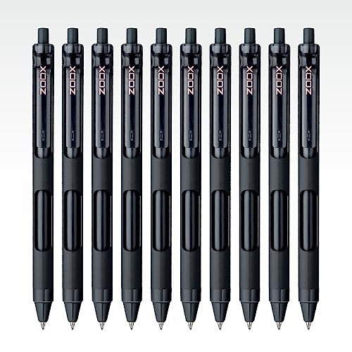 FLAIR Zoox F7 0.7mm Retractable Roller Gel Pen | Fitted With Jumbo Refill | Black Ink, Pack of 10 - Image 1