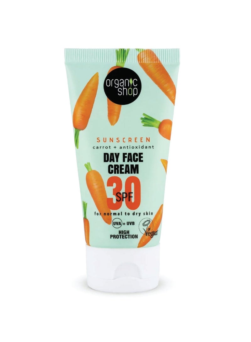 Organic Shop كريم واقي شمس للوجه من أوريغانيك شوب SPF30 للبشرة العادية-الجافة 50 مل - Image 1