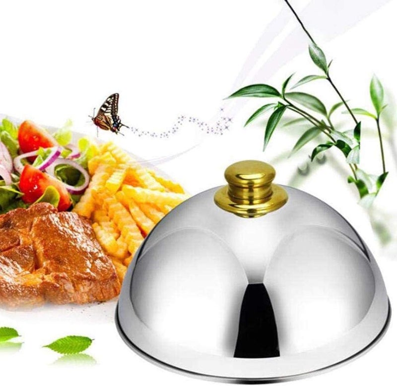 Stainless Steel Elegant Cloche Food Cover Dome Serving Plate for Home Kitchen Restaurant, 10 Inches, Silver, 1 Quantity, Fits for Various Occasions (Assorted Color) - Image 3