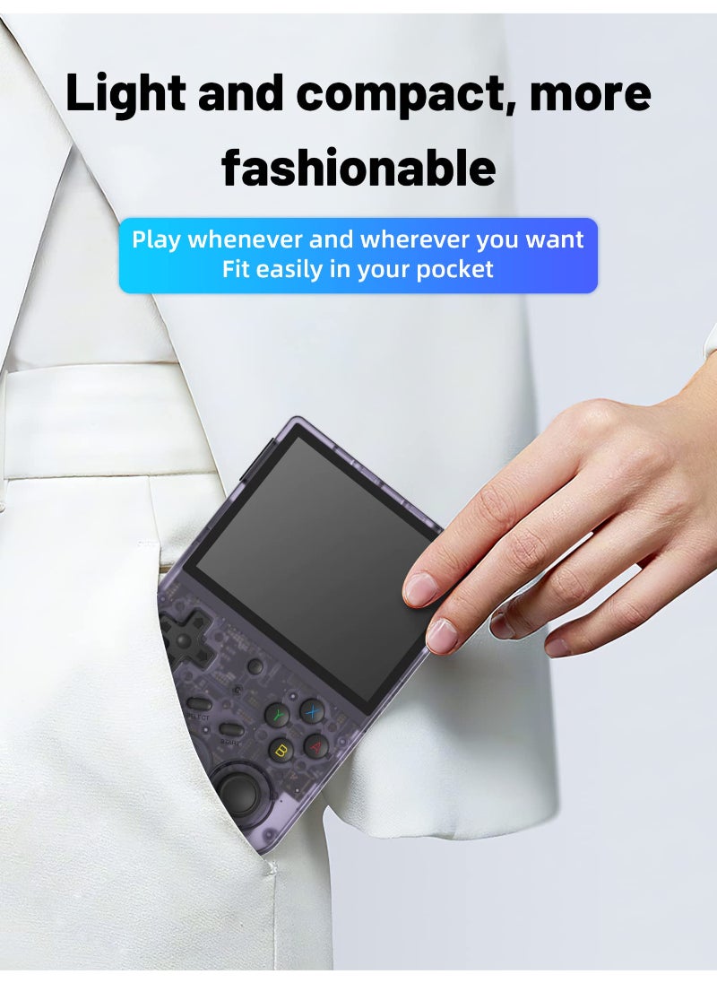 AROAQ - RG353V Handheld Game Console 3.5 Inch IPS Screen 640x480 High Resolution CPU RK3566 Quad-Core OS Android 11 Linux 2G/64G+16G 3200Mah Battery Purple - Image 1