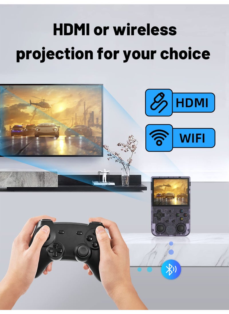 AROAQ - RG353V Handheld Game Console 3.5 Inch IPS Screen 640x480 High Resolution CPU RK3566 Quad-Core OS Android 11 Linux 2G/64G+16G 3200Mah Battery Purple - Image 1