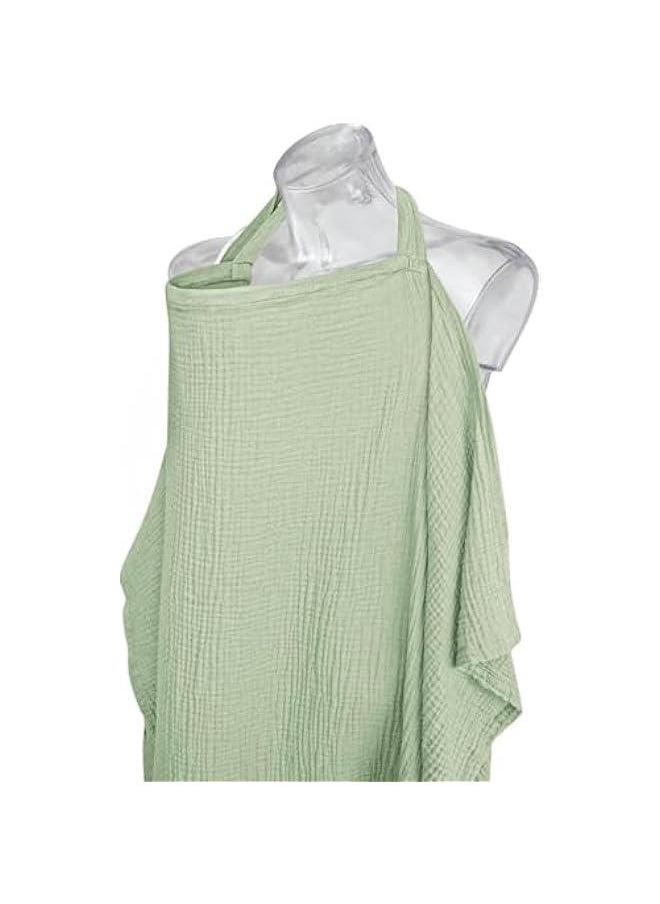 HOOKOR Muslin Nursing Cover for Baby Breastfeeding, Breathable 100% Cotton Breastfeeding Cover with Rigid Hoop for Mother Nursing Apron, Multi-use Carseat Canopy (Sage)  - Image 2