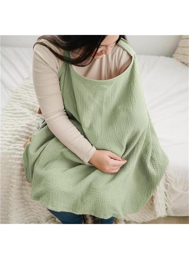 HOOKOR Muslin Nursing Cover for Baby Breastfeeding, Breathable 100% Cotton Breastfeeding Cover with Rigid Hoop for Mother Nursing Apron, Multi-use Carseat Canopy (Sage)  - Image 3