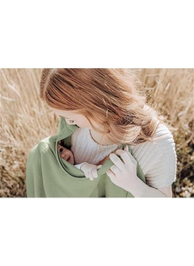 HOOKOR Muslin Nursing Cover for Baby Breastfeeding, Breathable 100% Cotton Breastfeeding Cover with Rigid Hoop for Mother Nursing Apron, Multi-use Carseat Canopy (Sage)  - Image 4