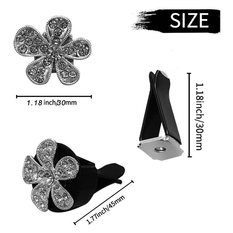 LARDROK 5 Pcs Car Vent Clip,Bling Flower Air Fresheners Vent Clips,Car Diffuser Rhinestone Car Interior Decoration Charm Accessories - Image 2
