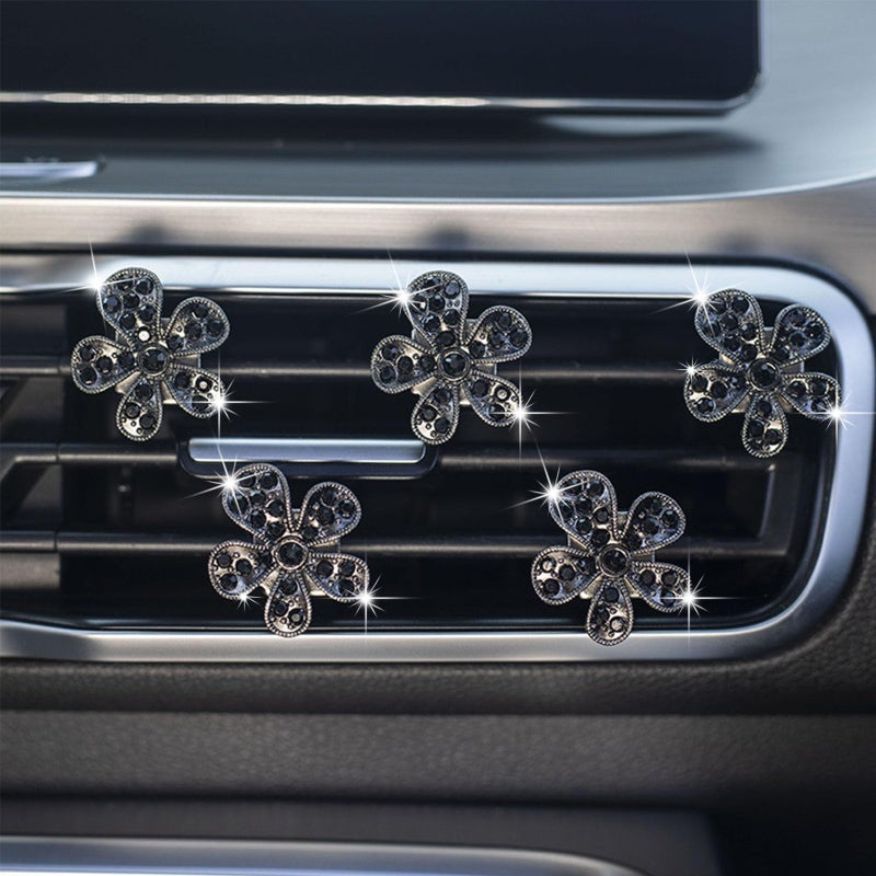 LARDROK 5 Pcs Car Vent Clip,Bling Flower Air Fresheners Vent Clips,Car Diffuser Rhinestone Car Interior Decoration Charm Accessories - Image 1