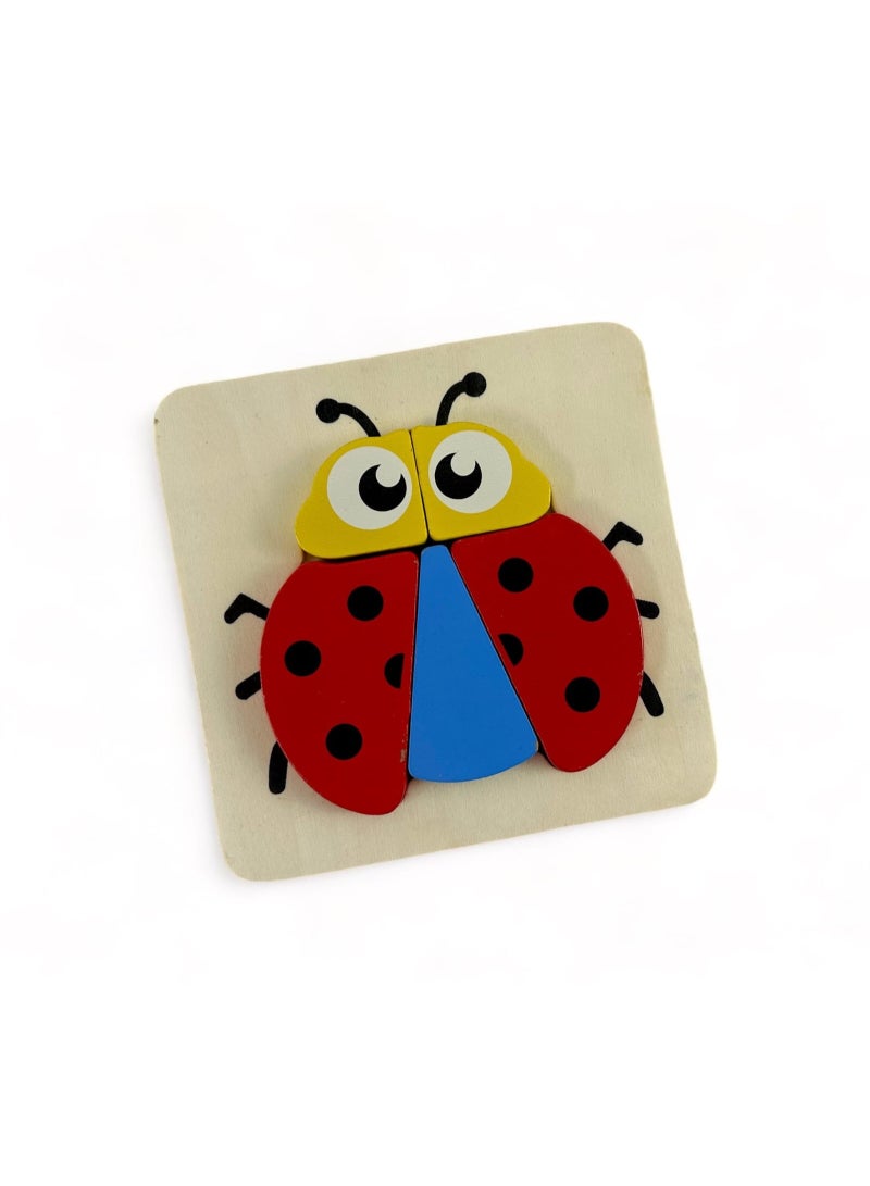 Beram Premium Wooden Ladybug Jigsaw Puzzle for Kids & Adults, Mini Puzzle, Durable Eco Wood, Travel Size Brain Teaser, Nature-Inspired Artwork, Boosts Memory & Focus, Ideal Gift for Ages 5+, Safe, Non-Toxic, Long-Lasting Fun - Image 1