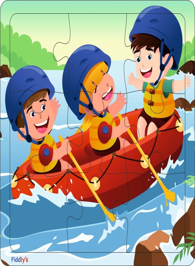 Fiddlys Wooden Jigsaw Puzzles for Kids & Children – 9 Pieces Each, Pack of 6|Double Layered Front & Back Print| Educational Toy for Boys & Girls Age 2 3 4 5 6 Year Old (Travel & Adventure) - Image 4