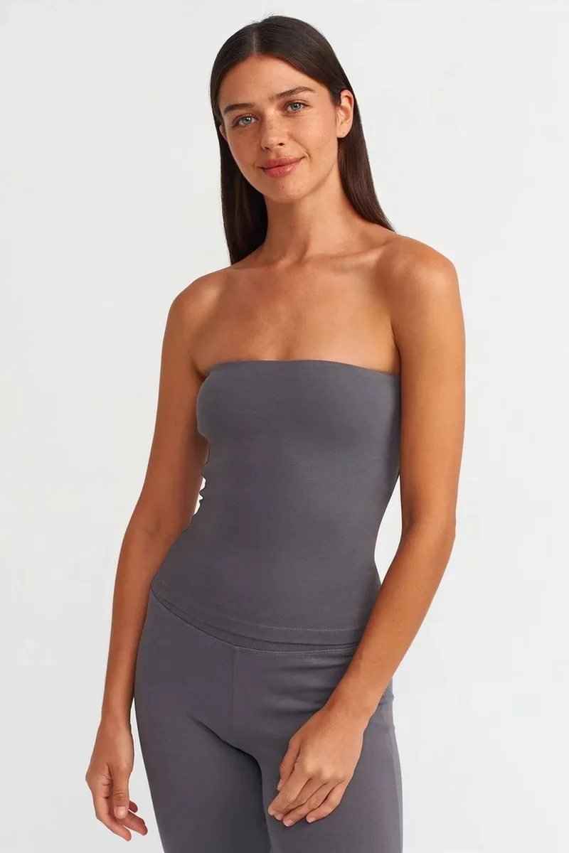 DILVIN Strapless Bodycon Bandeau Blouse