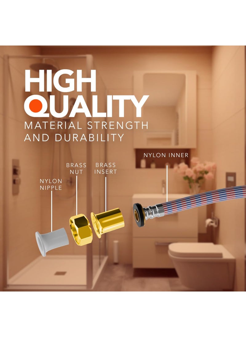 Lorazzo Lorazzo Stainless Steel 304 grade Hose Pipe 60 inches 15 meter long Flexible Compatible with hand shower health faucet Chrome color With brass nuts and inserts 1year warranty  - Image 3