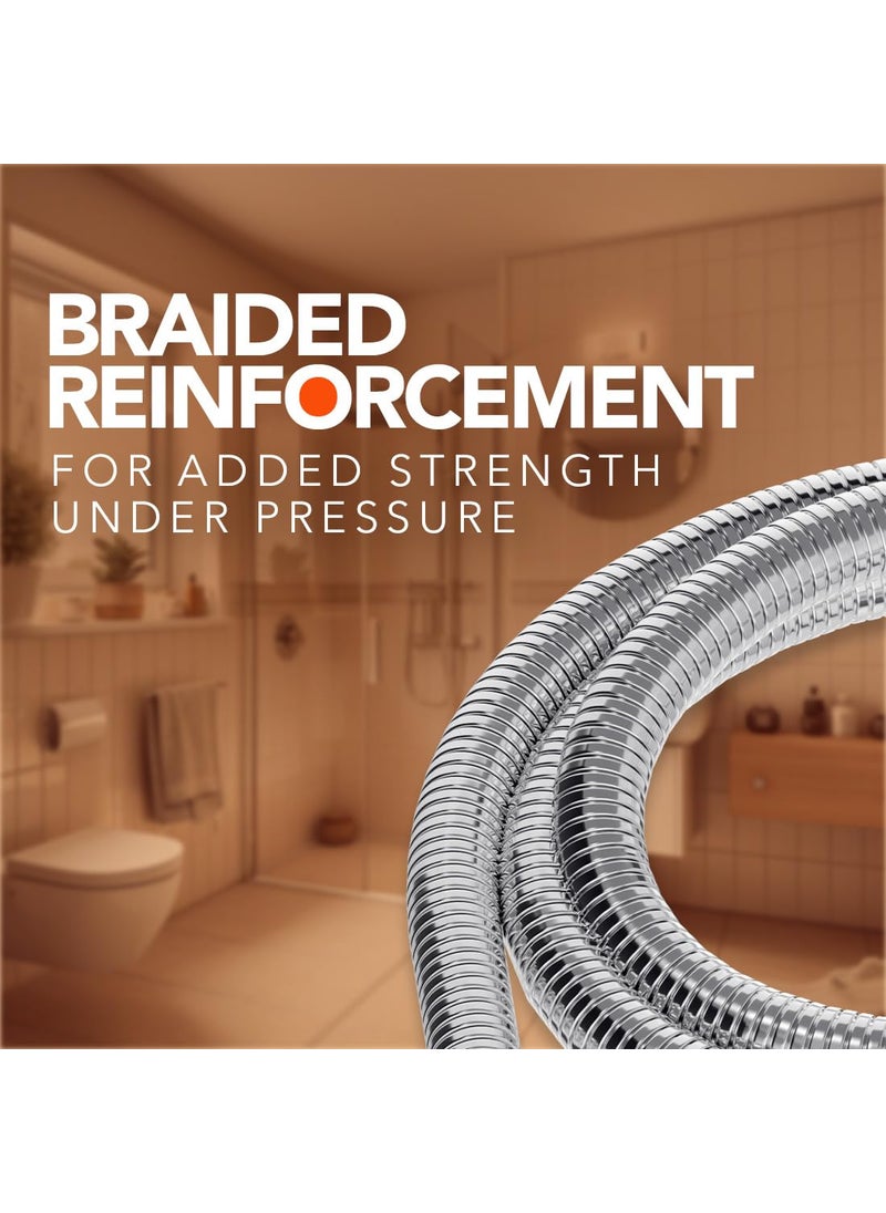 Lorazzo Lorazzo Stainless Steel 304 grade Hose Pipe 60 inches 15 meter long Flexible Compatible with hand shower health faucet Chrome color With brass nuts and inserts 1year warranty  - Image 4