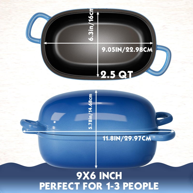 PROCHOP Dutch Oven for Bread Baking 9x6 Inch - 2.5QT Bread Pans for Homemade Bread Cast Iron Bread Pan Dutch Oven Loaf Pan with Lid and Loop Handles for Homemade Breadmaking - Image 3