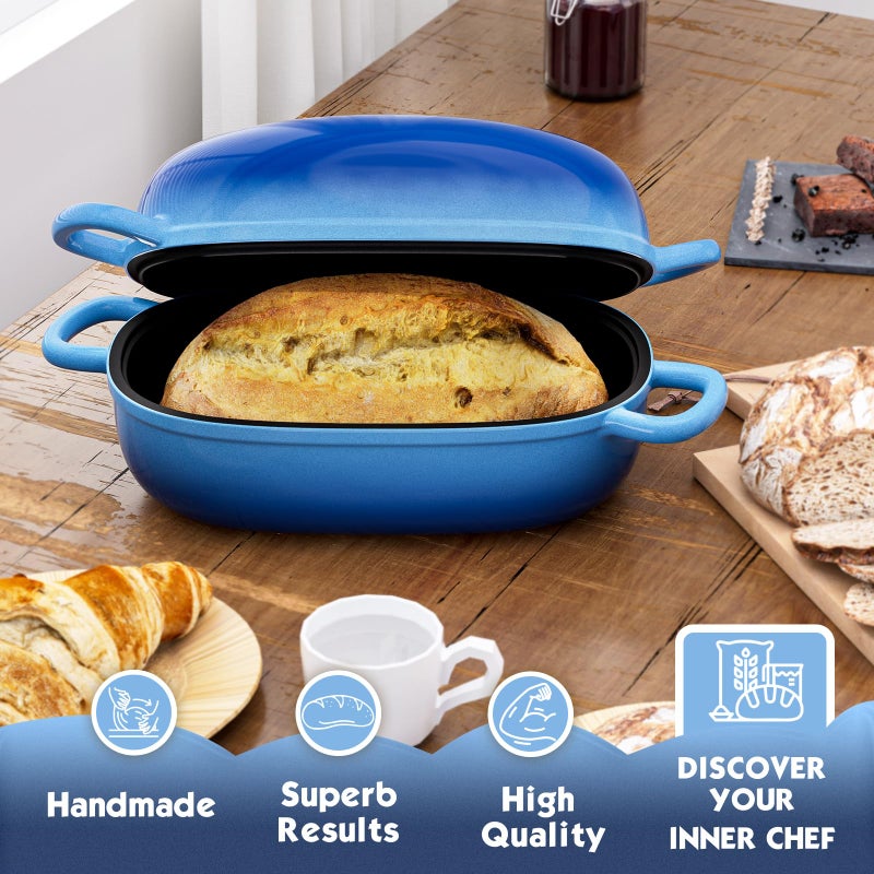 PROCHOP Dutch Oven for Bread Baking 9x6 Inch - 2.5QT Bread Pans for Homemade Bread Cast Iron Bread Pan Dutch Oven Loaf Pan with Lid and Loop Handles for Homemade Breadmaking - Image 5