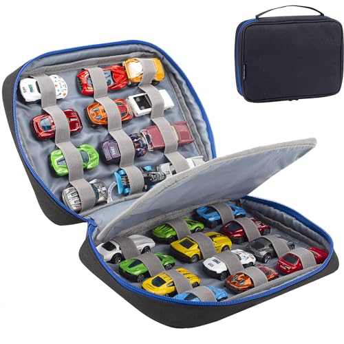 KISLANE 24 Toy Cars Storage Compatible with 24 Matchbox Cars, Mini Toys, Kids Bag (Black) - Image 1
