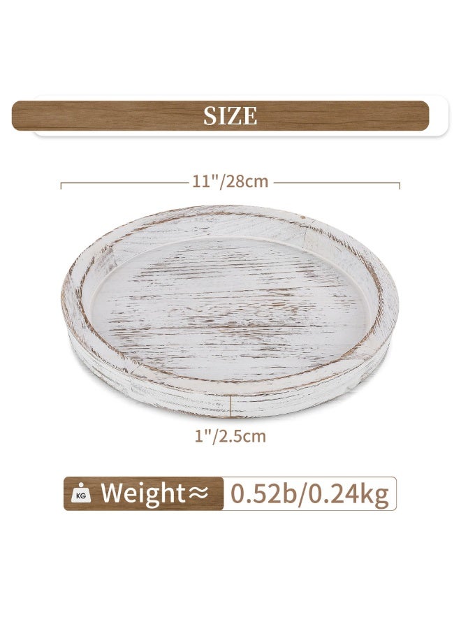sokany Candle Plate Holder Tray: Round Wooden Decorative Candle Plate Small Farmhouse Table Centerpiece Rustic White Wood Tealight Pillar Trays for  Wedding  Home Decor - Image 4