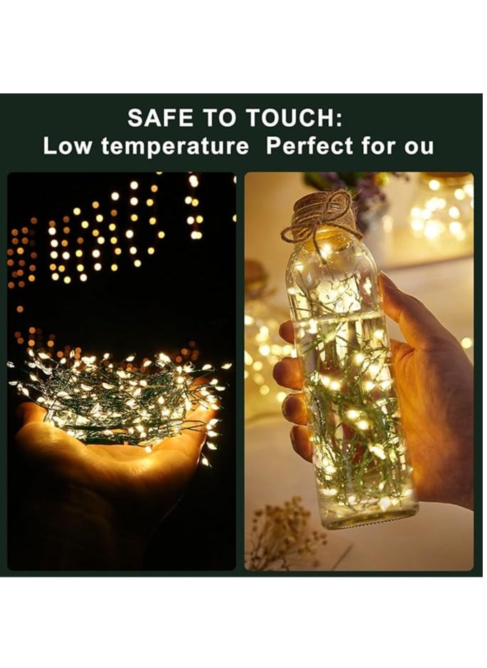 Generic - USB Fairy Lights Plug in, Outdoor Twinkle Firecracker String Lights with Timer , 3M 100 LED Waterproof Cluster Lights for Indoor Christmas Wreath Party Wedding Decoration, Warm White - Image 1