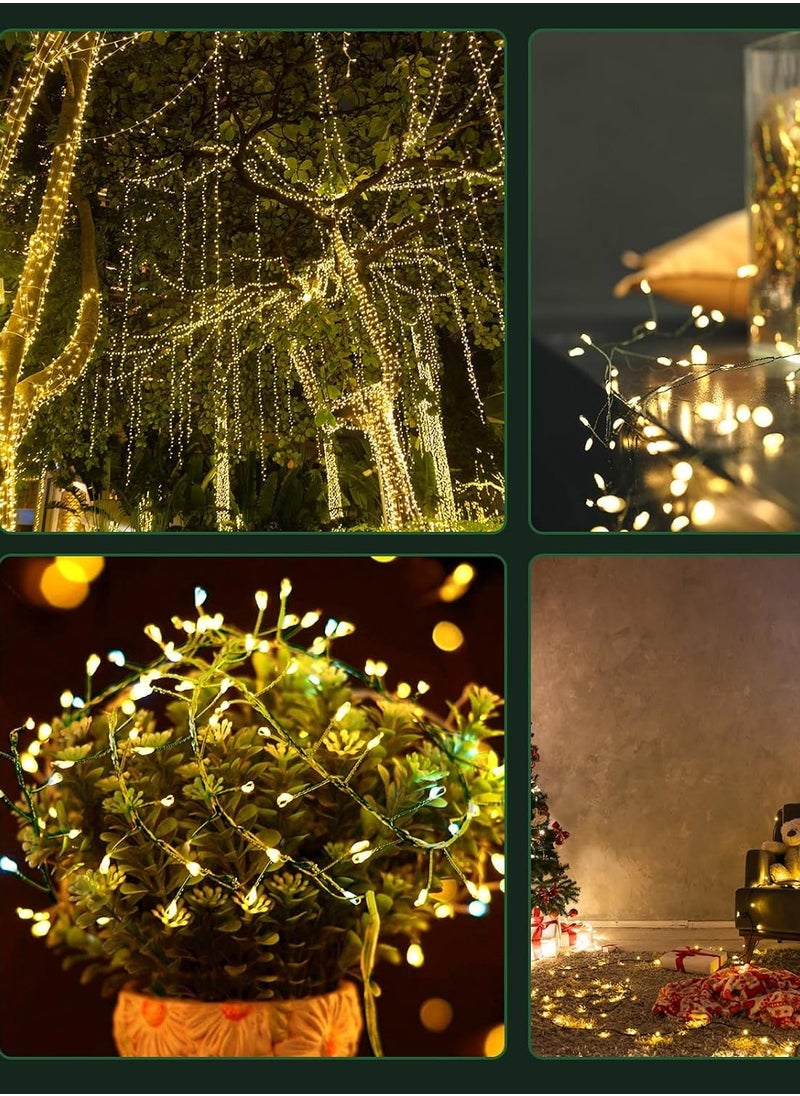 Generic - USB Fairy Lights Plug in, Outdoor Twinkle Firecracker String Lights with Timer , 3M 100 LED Waterproof Cluster Lights for Indoor Christmas Wreath Party Wedding Decoration, Warm White - Image 1