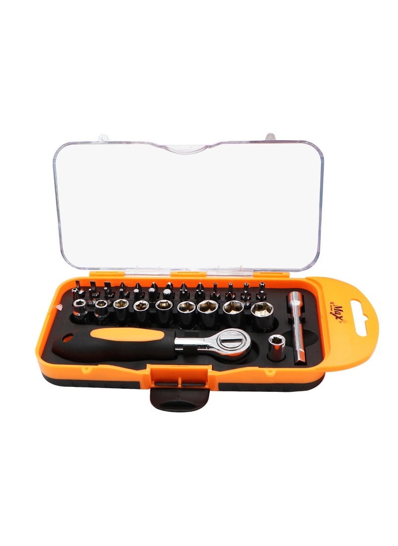 Max Germany Max Germany MC-8818 Ratchet Precision Socket & Bit Tool Set, 38 Pieces  - Image 1