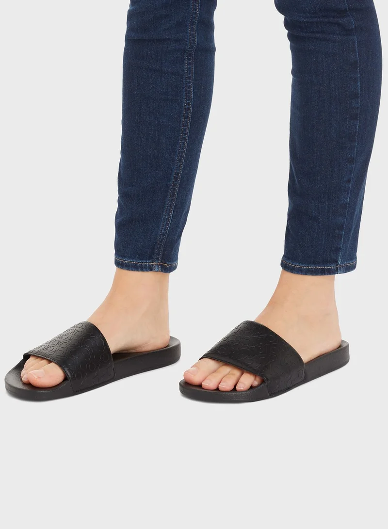 CALVIN KLEIN Monogram Pool Slides