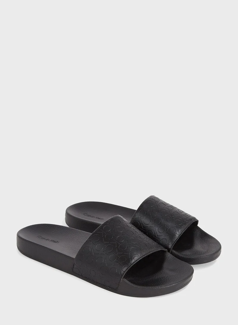 CALVIN KLEIN Monogram Pool Slides