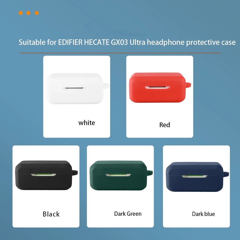 For EDIFIER HECATE GX03 Ultra Earphones Case Silicone Shockproof Cover Precise Cutout Charge Without Removal with Carabiner Loop - Image 1