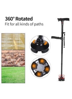 Generic Foldable cane, LED safety non-slip cane adjustable height SOS alarm magic wand, foldable mountaineering double armrest crutches  - Image 4