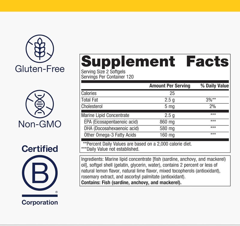 Metagenics OmegaGenics Fish Oil EPADHA 720 mg High Potency Omega3 Supplement Supports Heart Joint Brain Immune Health Sustainably Sourced PurityTested Fish Oil 240 Softgels - Image 2