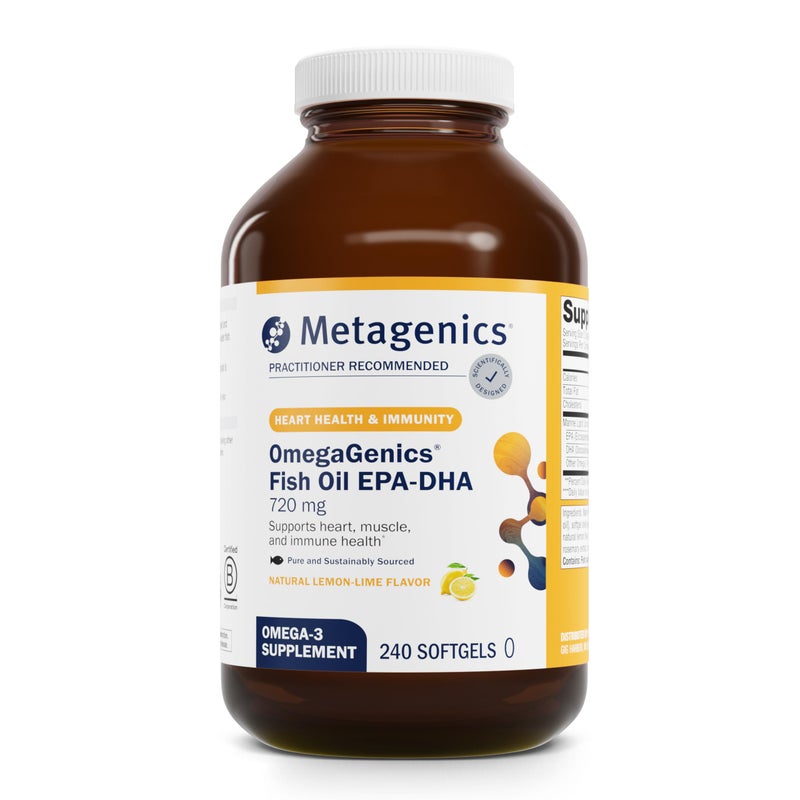 Metagenics OmegaGenics Fish Oil EPADHA 720 mg High Potency Omega3 Supplement Supports Heart Joint Brain Immune Health Sustainably Sourced PurityTested Fish Oil 240 Softgels - Image 1