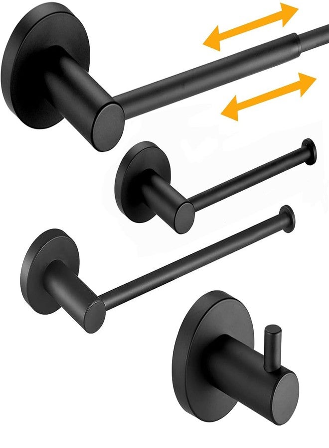 BESy 4 Piece Bathroom Accessories Set Hardware Set (Adjustable Double Towel Bar, Hand Towel Holder, Toilet Paper Holder, Towel Hook) Bath Fixtures Set Wall Mounted SUS304 Stainless Steel Matte Black - Image 1
