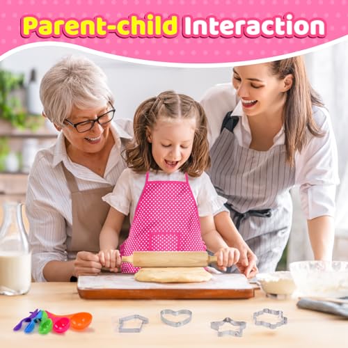 Toyze Gifts for 3-8 Year Old Girls, Kids Apron for Girls Kids Cooking Set, Toddler Apron for Kids Chef Hat and Apron, Toys for 3-12 Year Old Girls 20Pcs Pink- with Cookbook - Image 2