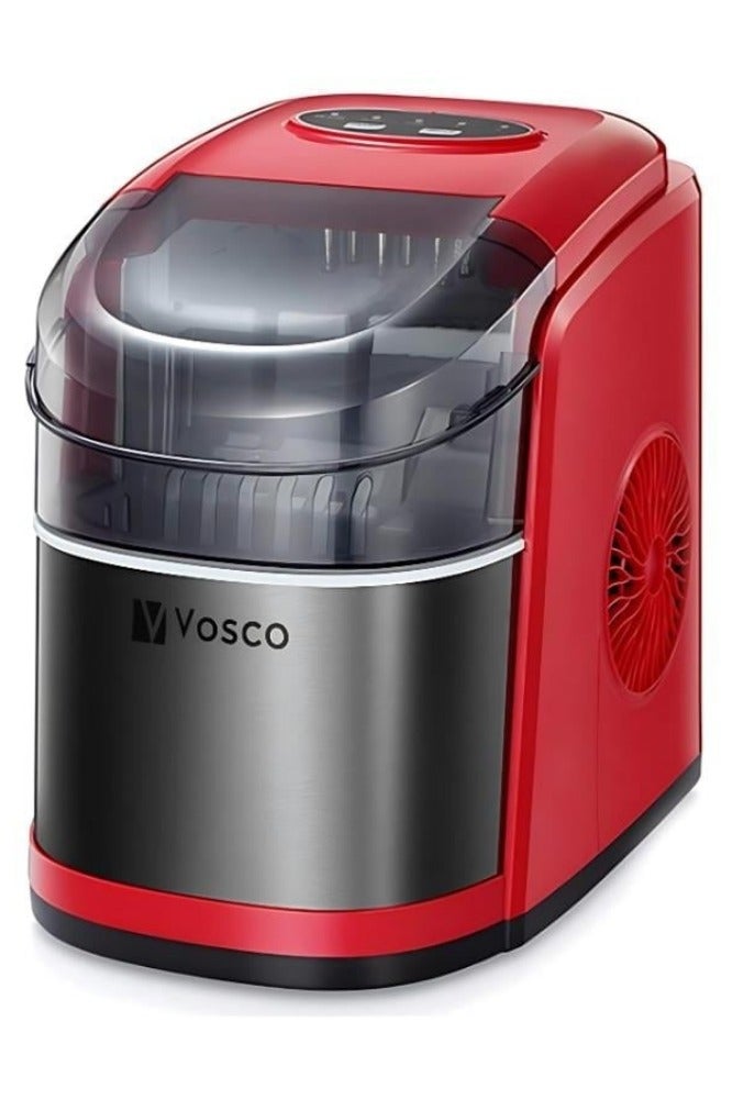 Vosco Red Ice Maker – Compact 12Kg/Day, 9 Cubes in 6 Mins, 2 Sizes, Portable for Home & Office - Image 1