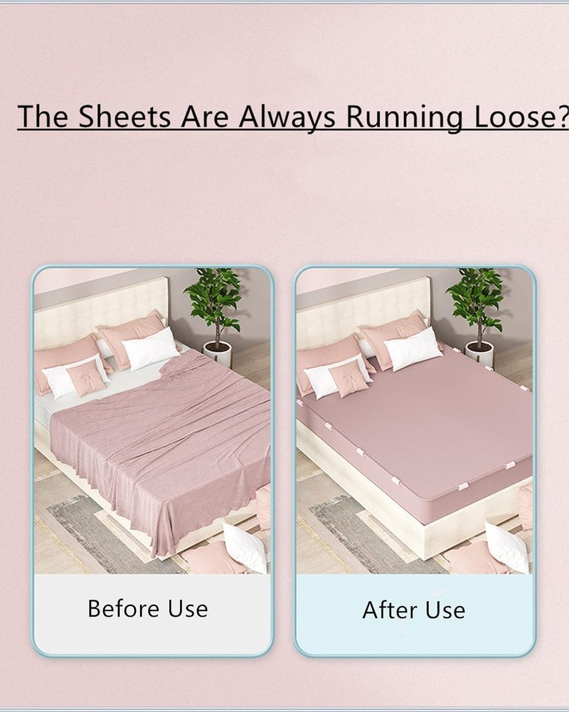 Bed Skirt Clips and Sheet Holders, 6-Piece Set in Pink and Mint, Universal Size, Cable Organiser - Image 4