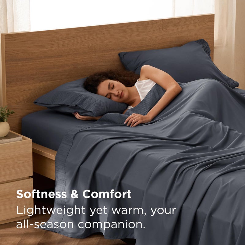 Bedsure Full Size Bed Sheets - 4 Pieces Soft Full Sheet Set - Breathable & Cooling - Hotel Luxury - Easy Care Polyester Microfiber Bedding for Women, Men, Dark Grey - Image 2