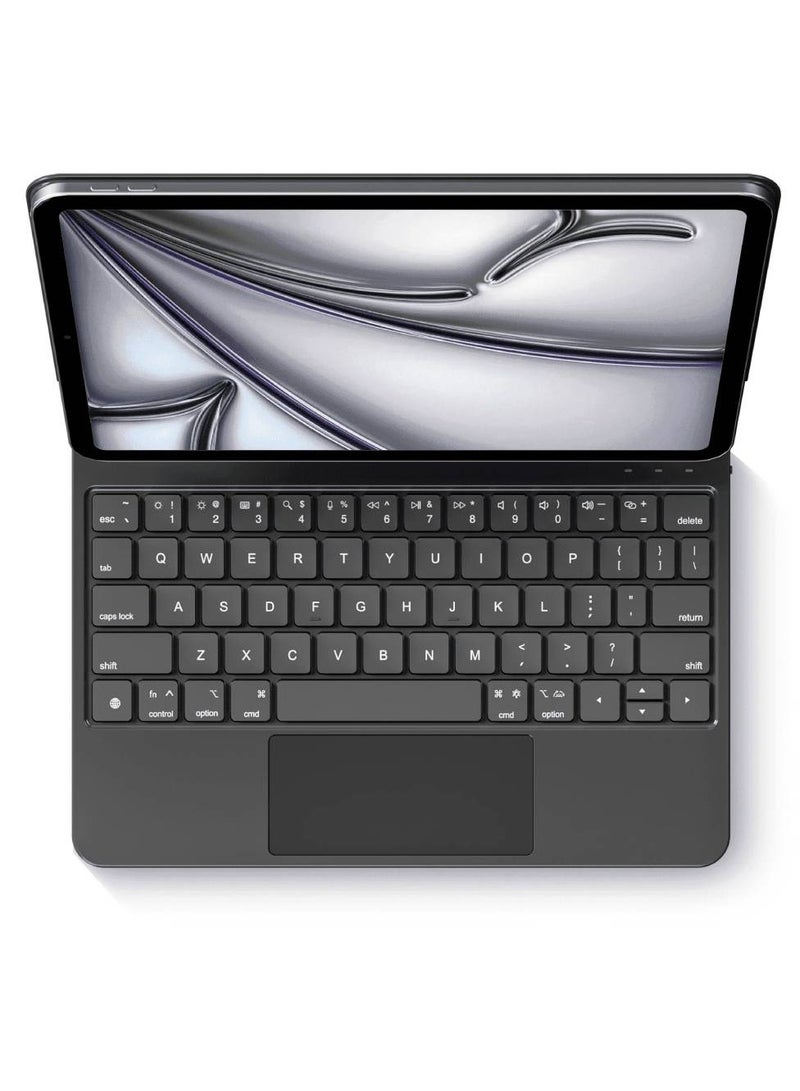 ICS Magic Keyboard Case For iPad Air 13 inch M3 2025 M2 Pro 12.9 Smart Cover Folio Multi-touch Magnetic Backlit Wireless Keyboard Black - Image 2
