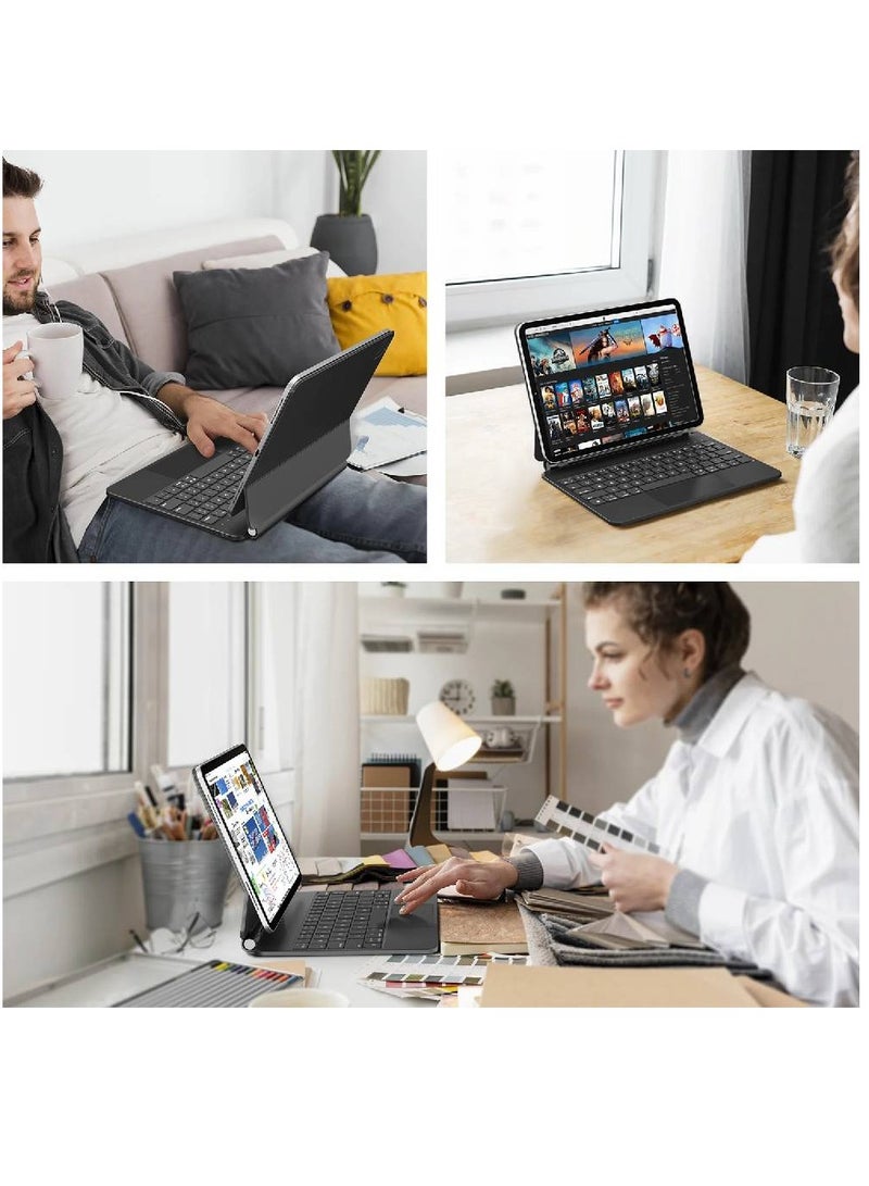 ICS Magic Keyboard Case For iPad Air 13 inch M3 2025 M2 Pro 12.9 Smart Cover Folio Multi-touch Magnetic Backlit Wireless Keyboard Black - Image 4